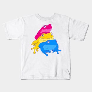 Pansexual Pride Frog Stack Kids T-Shirt